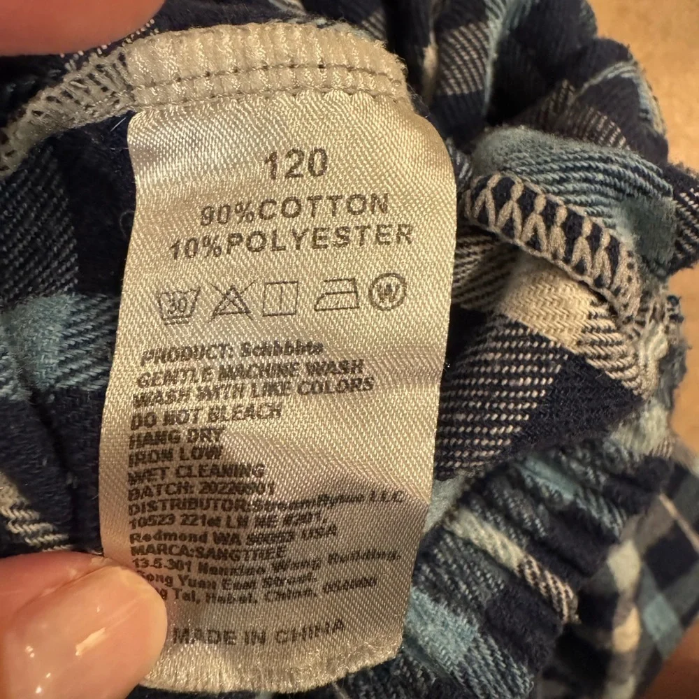Blue & White Checkered Plaid 2 Piece Button Down Toddler Pajamas, Size 4T Cozy